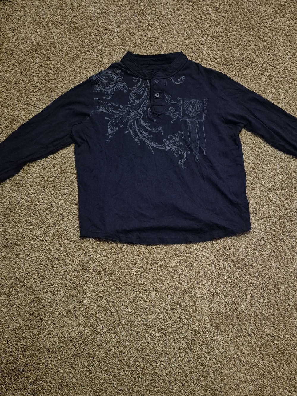 urban pipeline Navy Long-Sleeve Y2k Graphic Henley